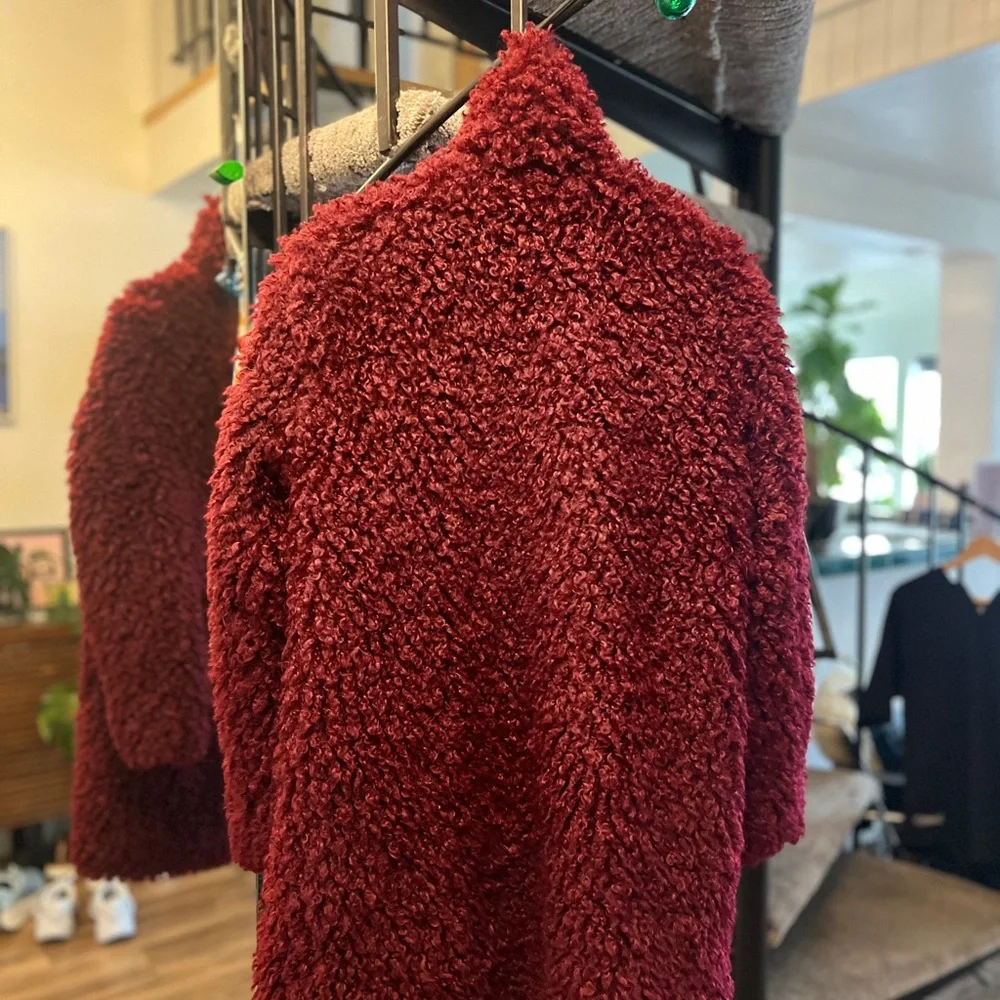 Zara Burgundy Teddy Jacket - Picture 4 of 5